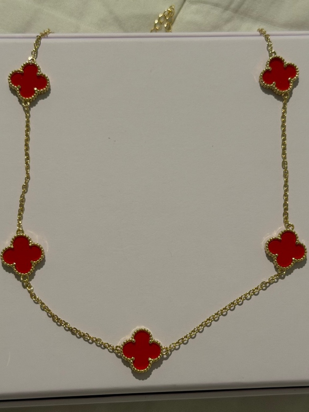 Clover Necklace | Red (Gold Filled)